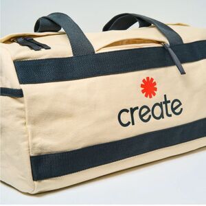 New Limited Edition Create Cream & Gray Canvas Travel Duffle Bag